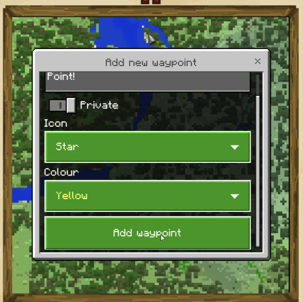 Waypoint Configuration Menu
